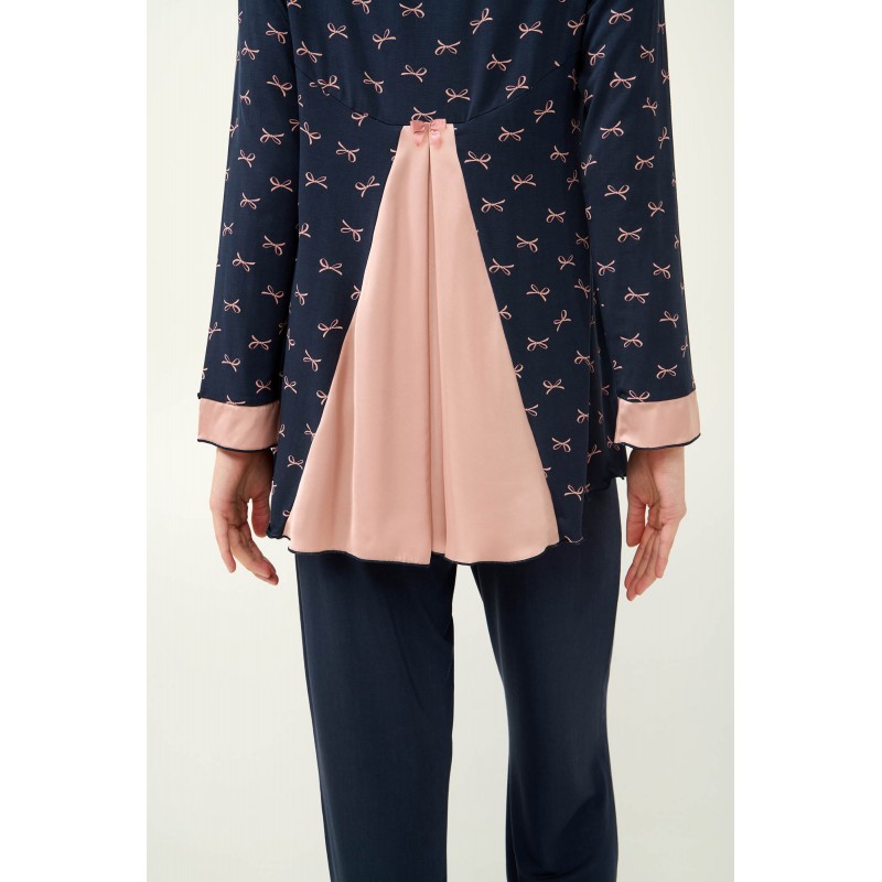Γυναικεία Πυτζάμα Micromodal με Σιφόν BLUE BLAZER (23053-BLUE BLAZER)
