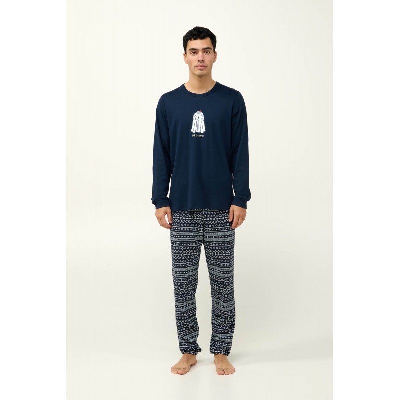 Ανδιρκή Βαμβακερή Πυτζάμα με Μανσέτες BLUE (23601-BLUE) Ανδιρκή Βαμβακερή Πυτζάμα με Μανσέτες BLUE (23601-BLUE)