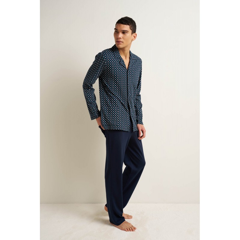 Ανδρική Βαμβακερή Κουμπωτή Πυτζάμα BLUE (25653-BLUE) Ανδρική Βαμβακερή Κουμπωτή Πυτζάμα BLUE (25653-BLUE)