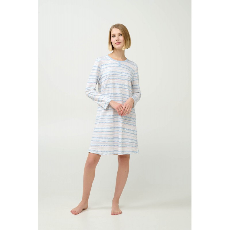 Βαμβακερό Νυχτικό με Σκανδιναβικό Μοτίβο BLUE CLOUD (23305-BLUE CLOUD)