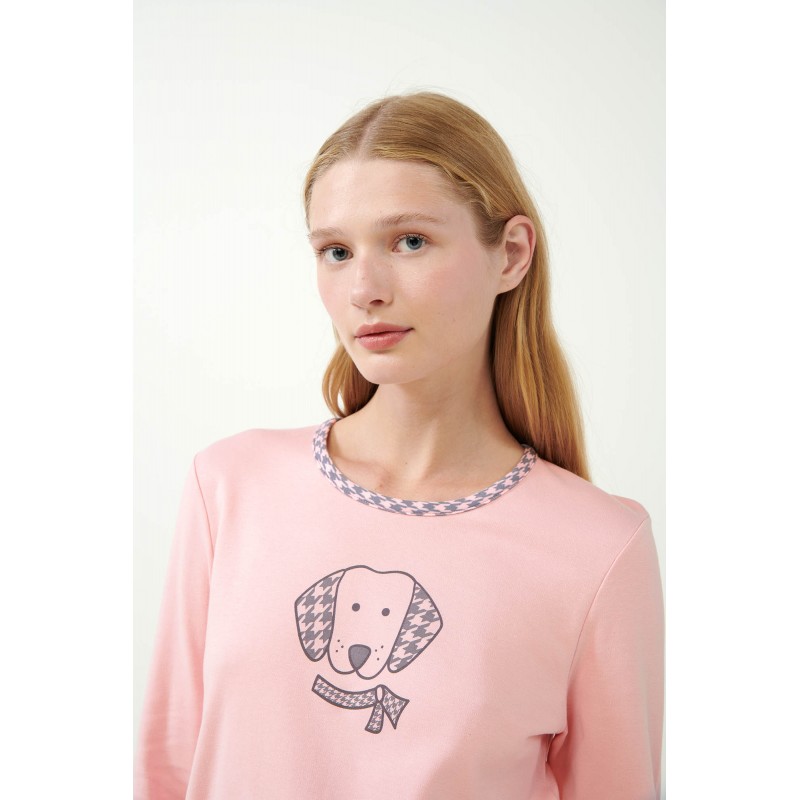 Βαμβακερή Πυτζάμα με Μανσέτες PINK PEACH (21493-PINK PEACH) Βαμβακερή Πυτζάμα με Μανσέτες PINK PEACH (21493-PINK PEACH)