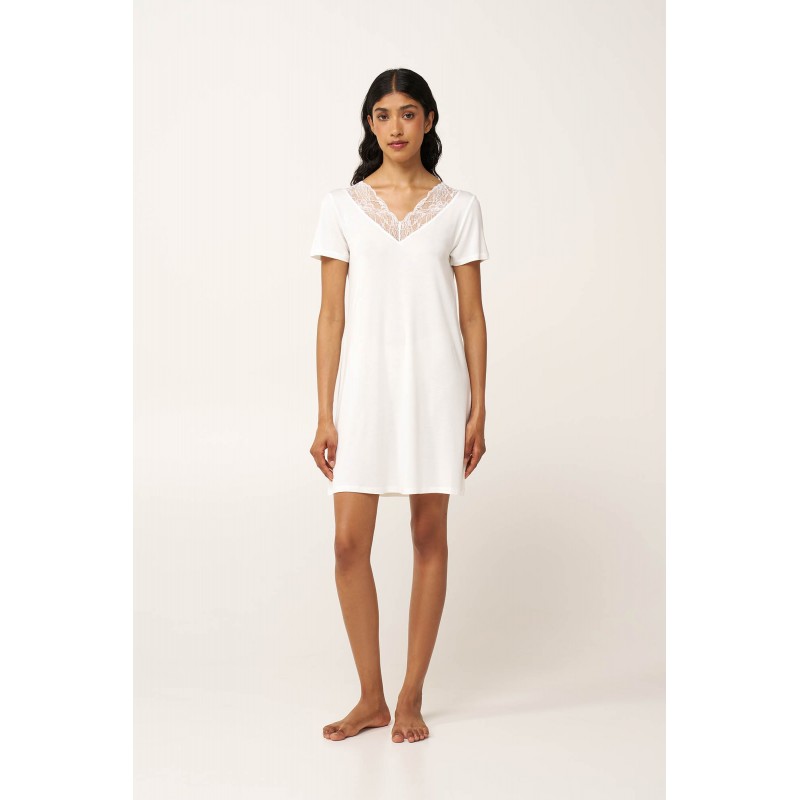 Micromodal Νυχτικό με Δαντέλα CREAM (24165-CREAM)