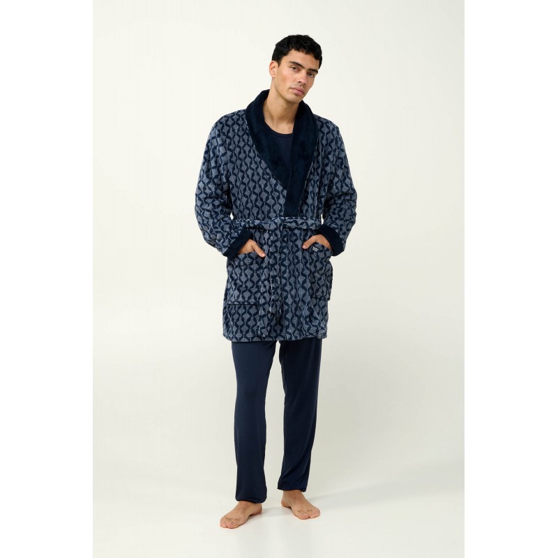 Ανδρική Σταυρωτή Fleece Ρόμπα BLUE (23780-BLUE) Ανδρική Σταυρωτή Fleece Ρόμπα BLUE (23780-BLUE)