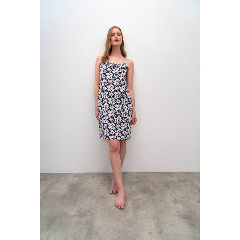 Φλοράλ Νυχτικό με Τιράντες BLUE CAPTAIN (16137-BLUE CAPTAIN)