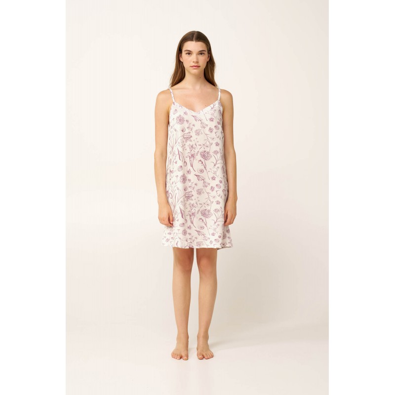 Φλοράλ Νυχτικό με Τιράντες ROSE DUSTY (24137-ROSE DUSTY)