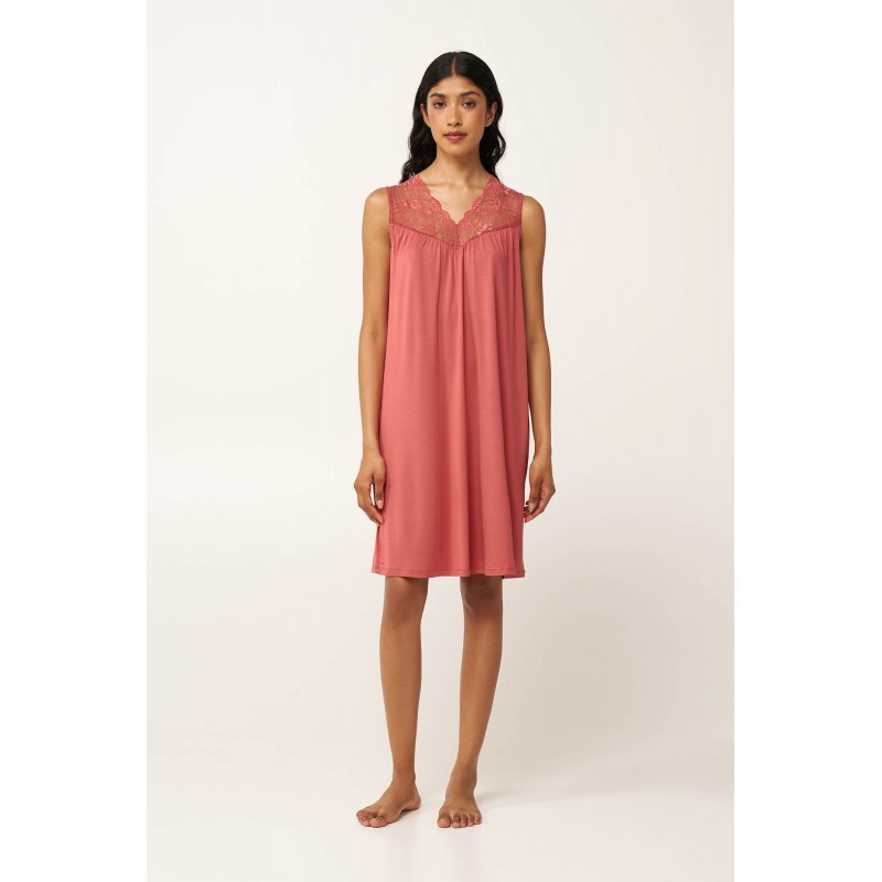 Micromodal Νυχτικό με Δαντέλα PINK CEDAR (24037-PINK CEDAR)