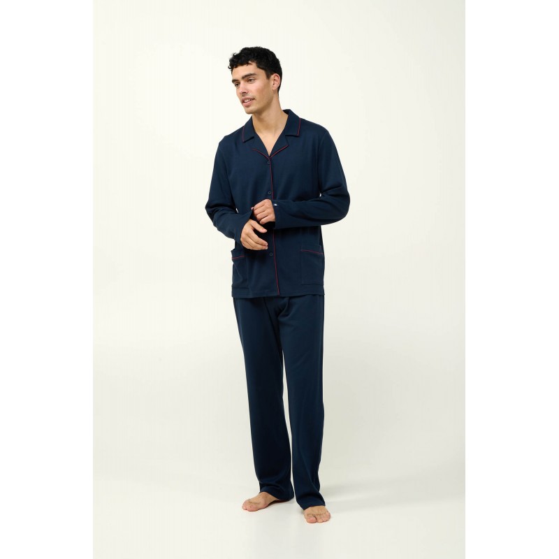 Ανδρική Βαμβακερή Πυτζάμα με Κουμπιά BLUE (23683-BLUE)