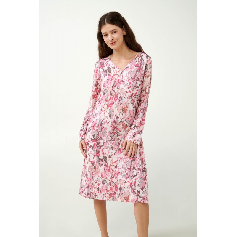 Micromodal Φλοράλ Νυχτικό με Λαιμόκοψη V ROSE VINKA (21043-ROSE VINKA)