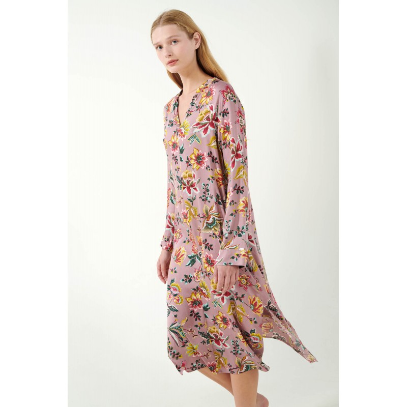 Viscose Satin Κουμπωτό Φλοράλ Νυχτικό ROSE DUSTY (21121-ROSE DUSTY) Viscose Satin Κουμπωτό Φλοράλ Νυχτικό ROSE DUSTY (21121-ROSE DUSTY)