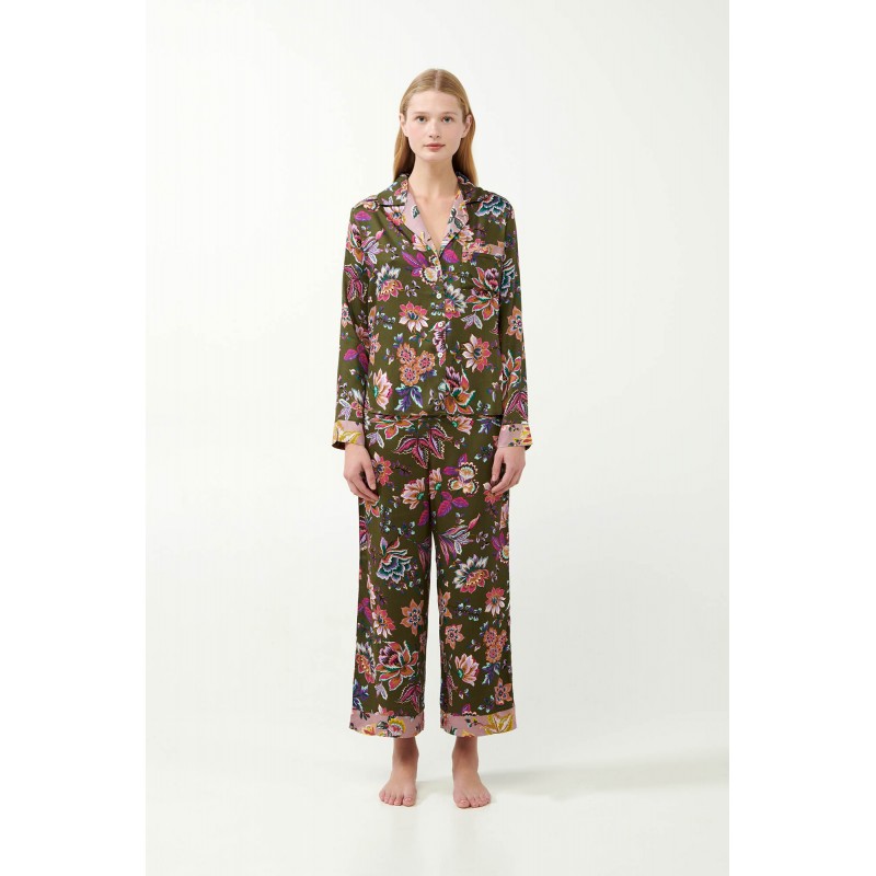 Viscose Satin Κουμπωτή Φλοράλ Πυτζάμα GREEN MOSS (21120-GREEN MOSS) Viscose Satin Κουμπωτή Φλοράλ Πυτζάμα GREEN MOSS (21120-GREEN MOSS)