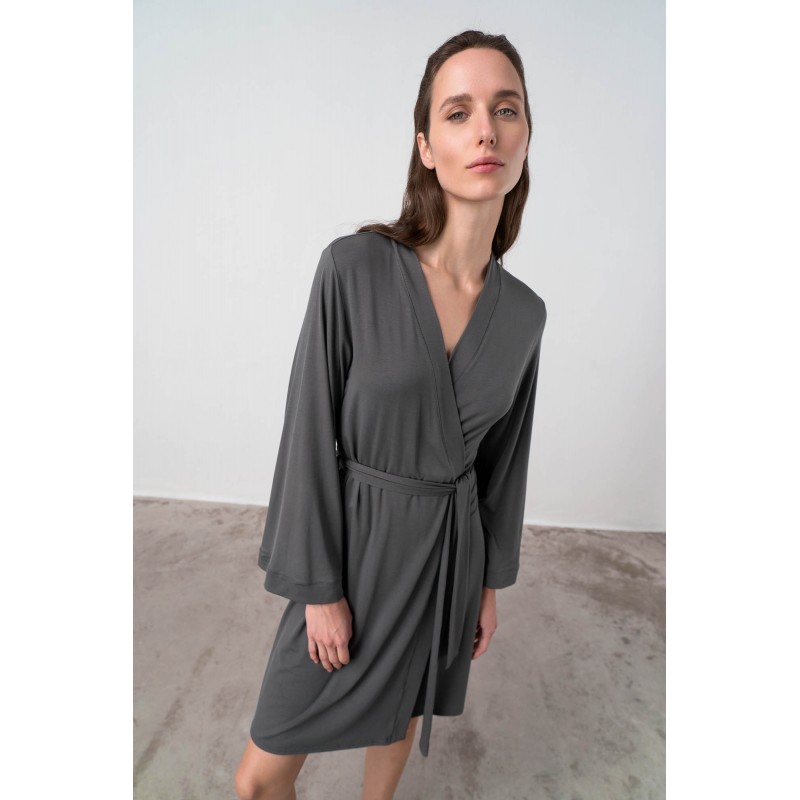 Μονόχρωμη Σταυρωτή Ρόμπα GRAY MAGNET (17140-GRAY MAGNET)