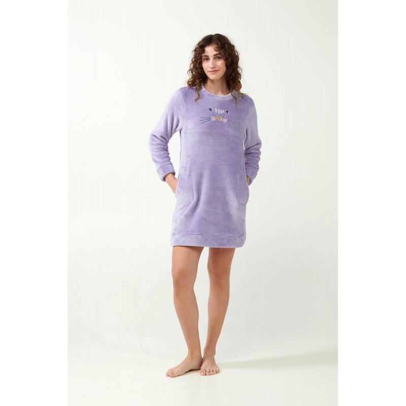 Νυχτικό Fleece με Τσέπες LAVENDER SWEET (21305-LAVENDER SWEET)
