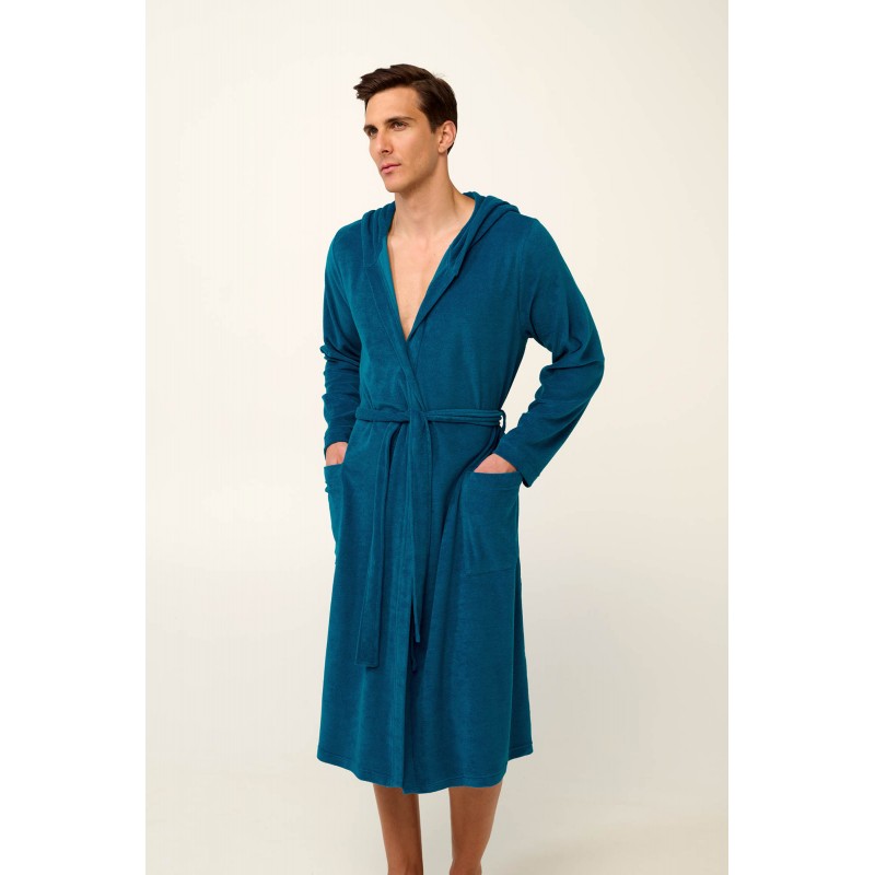Μονόχρωμή Frottee Ανδρική Ρόμπα BLUE LYONS (22587-BLUE LYONS)