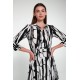 Εμπριμέ Μακρύ Φόρεμα BLACK (20444-BLACK)