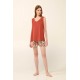 Γυναικεία Πυτζάμα Micromodal με Κοντό Παντελόνι RED CINNABAR (22022-RED CINNABAR)
