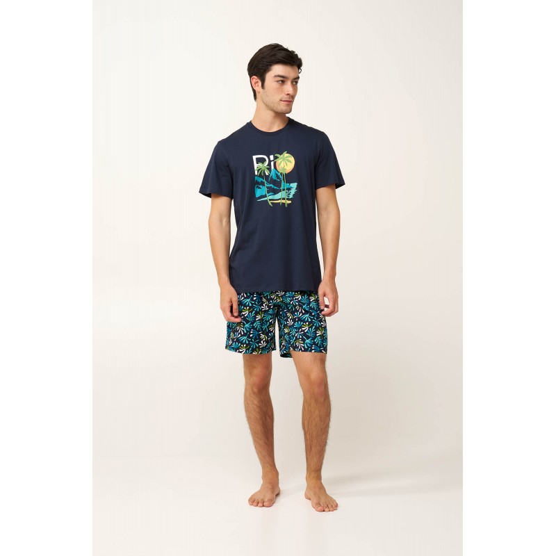 Ανδρική Βαμβακερή Tropical Πυτζάμα BLUE (24630-BLUE)