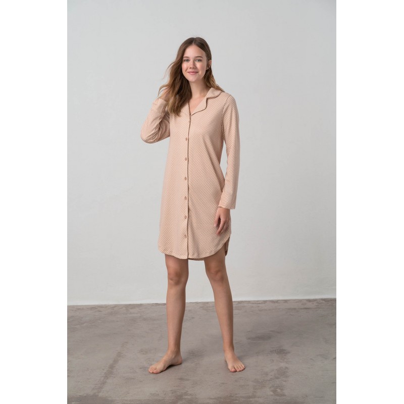 Kαρό Κουμπωτό Νυχτικό MOKA COFFEE (17493-MOKA COFFEE)