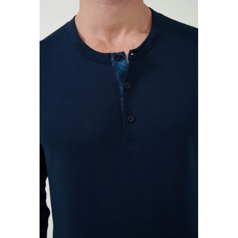 Ταρτάν Πυτζάμα Interlock με Πατιλέτα BLUE (21621-BLUE)