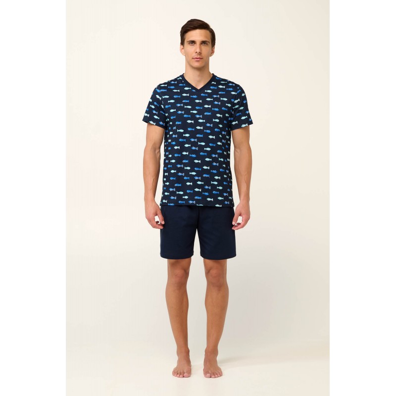 Βαμβακερή Ανδρική Πυτζάμα με V Λαιμόκοψη BLUE (22642-BLUE) Βαμβακερή Ανδρική Πυτζάμα με V Λαιμόκοψη BLUE (22642-BLUE)