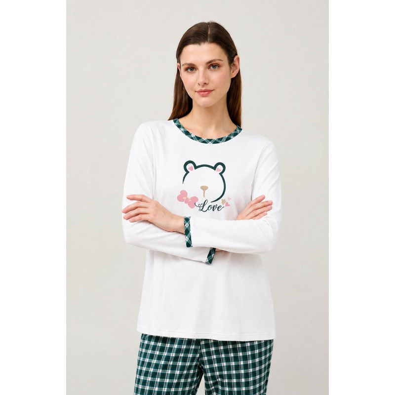 Γυναικεία Βαμβακερή Πυτζάμα WHITE (23985-WHITE) Γυναικεία Βαμβακερή Πυτζάμα WHITE (23985-WHITE)