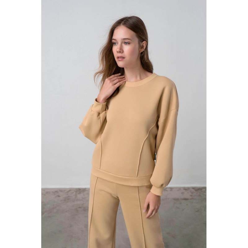 Γυναικεία Μονόχρωμη Φούτερ Φόρμα BEIGE (25991-BEIGE)