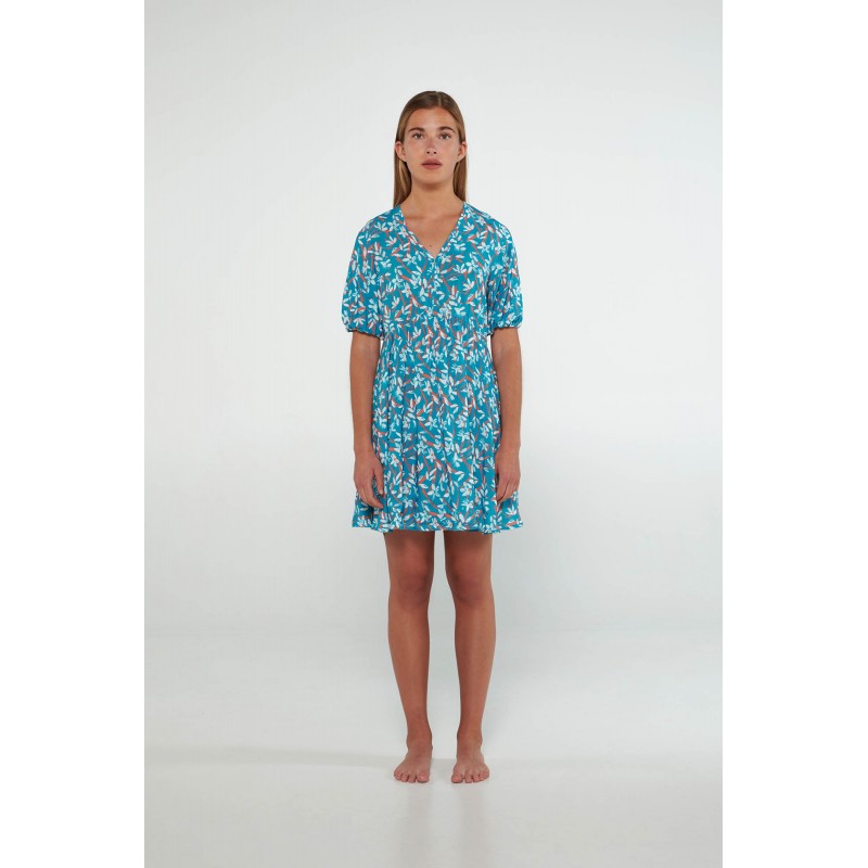 Φόρεμα με Κοντό Μανίκι BLUE CURACAO (20172-BLUE CURACAO)