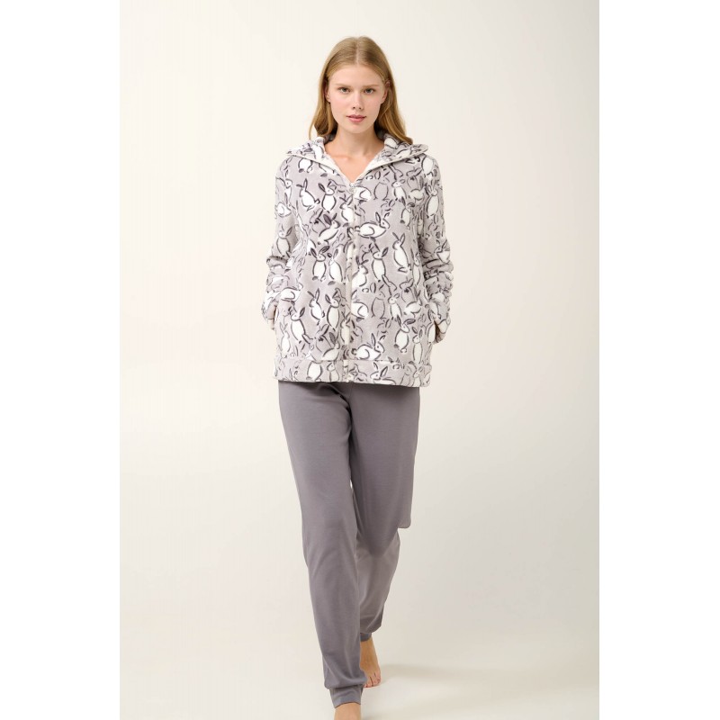 Κοντή Fleece Ρόμπα με Φερμουάρ LIGHT GRAY (21457-LIGHT GRAY)