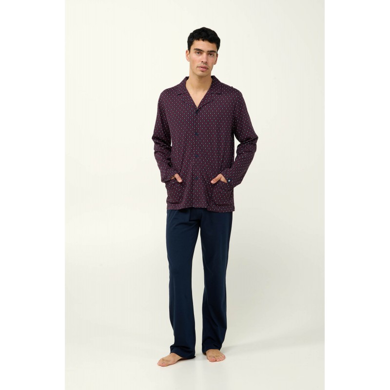 Ανδρική Βαμβακερή Κουμπωτή Πυτζάμα BLUE (23613-BLUE) Ανδρική Βαμβακερή Κουμπωτή Πυτζάμα BLUE (23613-BLUE)
