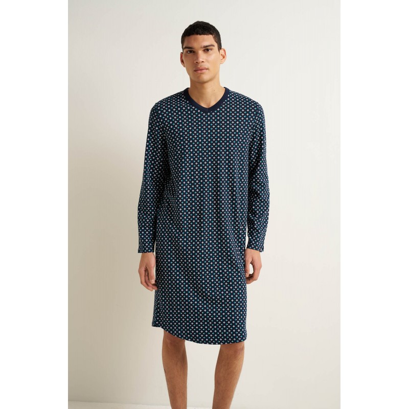 Ανδρικό Βαμβακερό Νυχτικό με V BLUE (25652-BLUE) Ανδρικό Βαμβακερό Νυχτικό με V BLUE (25652-BLUE)