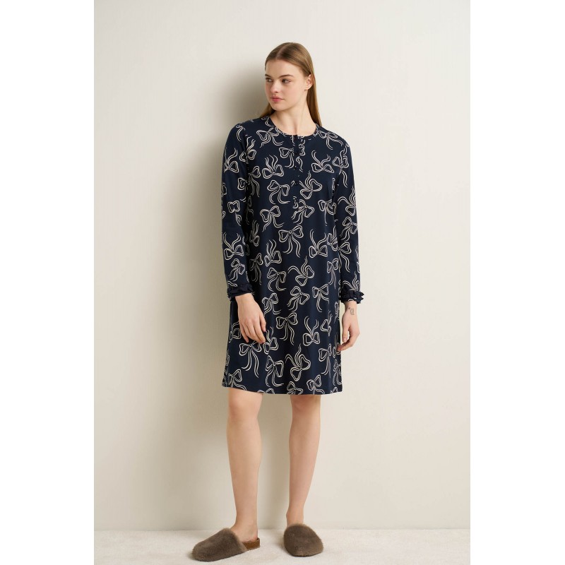 Βαμβακερό Νυχτικό με Πατιλέτα BLUE (25276-BLUE) Βαμβακερό Νυχτικό με Πατιλέτα BLUE (25276-BLUE)