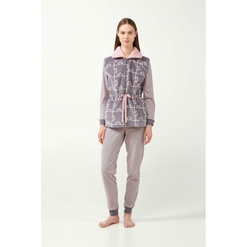 Fleece Γιλέκο με Σκύλο-Παζλ Μοτίβο GRAY THUNDER (21480-GRAY THUNDER)