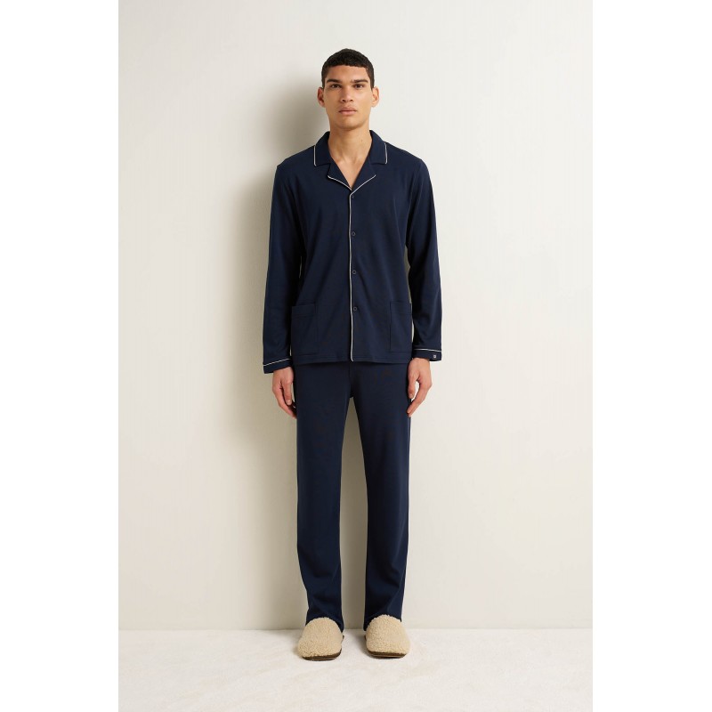 Ανδρική Βαμβακερή Πυτζάμα με Κουμπιά BLUE (25655-BLUE) Ανδρική Βαμβακερή Πυτζάμα με Κουμπιά BLUE (25655-BLUE)