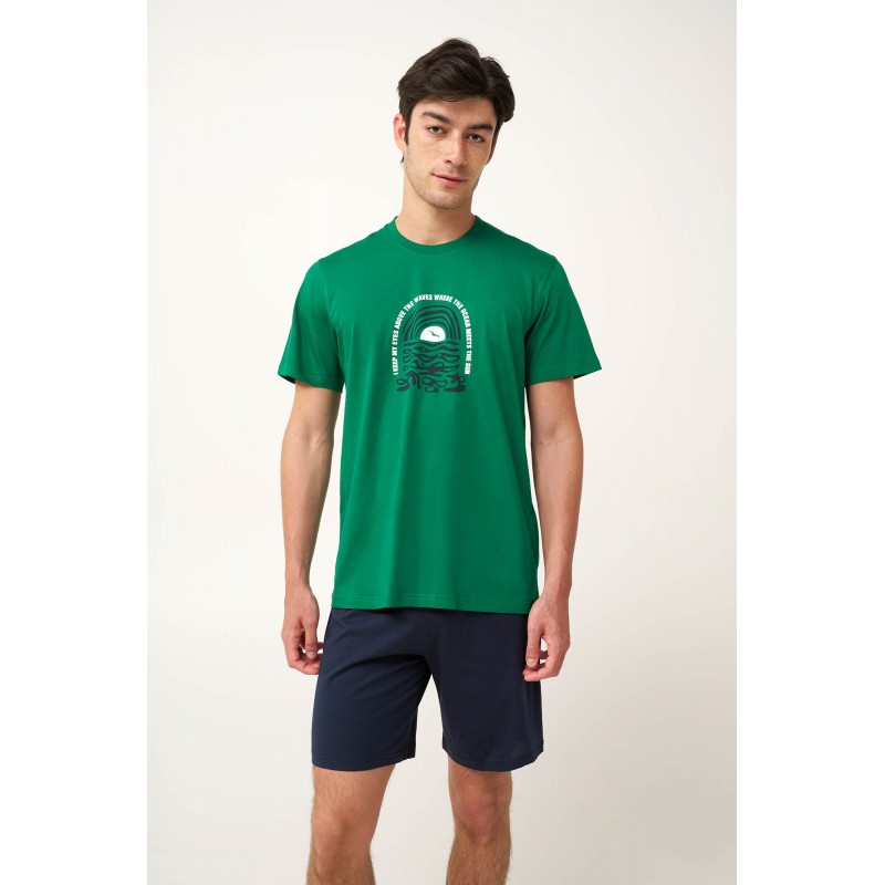 Ανδρική Βαμβακερή Πυτζάμα με Τύπωμα GREEN VERDANT (24714-GREEN VERDANT) Ανδρική Βαμβακερή Πυτζάμα με Τύπωμα GREEN VERDANT (24714-GREEN VERDANT)