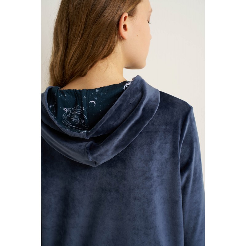 Γυναικεία Velvet Φόρμα με Κουκούα BLUE INDIGO (25115-BLUE INDIGO) Γυναικεία Velvet Φόρμα με Κουκούα BLUE INDIGO (25115-BLUE INDIGO)