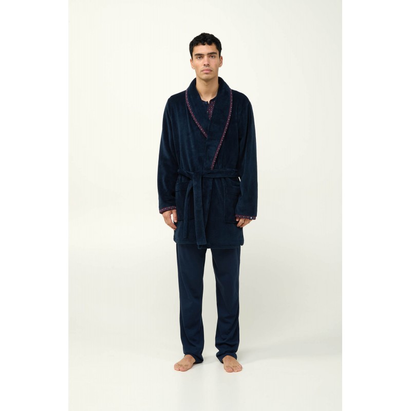 Σταυρωτή Ανδρική Fleece Ρόμπα BLUE (23616-BLUE)