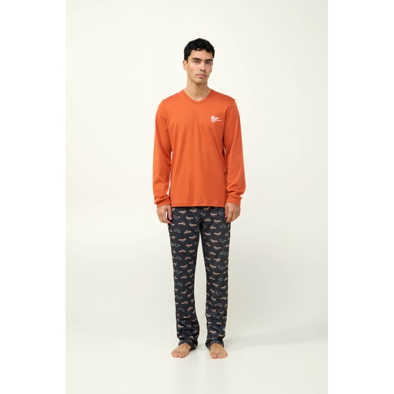 Ανδρική Βαμβακερή Πυτζάμα με Μανσέτες ORANGE RUST (23621-ORANGE RUST) Ανδρική Βαμβακερή Πυτζάμα με Μανσέτες ORANGE RUST (23621-ORANGE RUST)