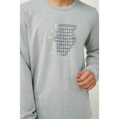 Χειμερινή Ανδρική Πυτζάμα από Βαμβάκι GRAY MELANGE (23632-GRAY MELANGE)