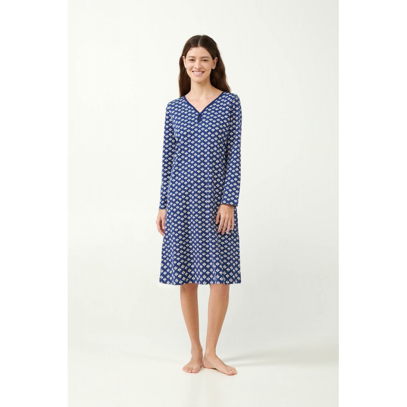Interlock Νυχτικό σε Ρουστίκ Μοτίβο BLUE PRINT (21405-BLUE PRINT)