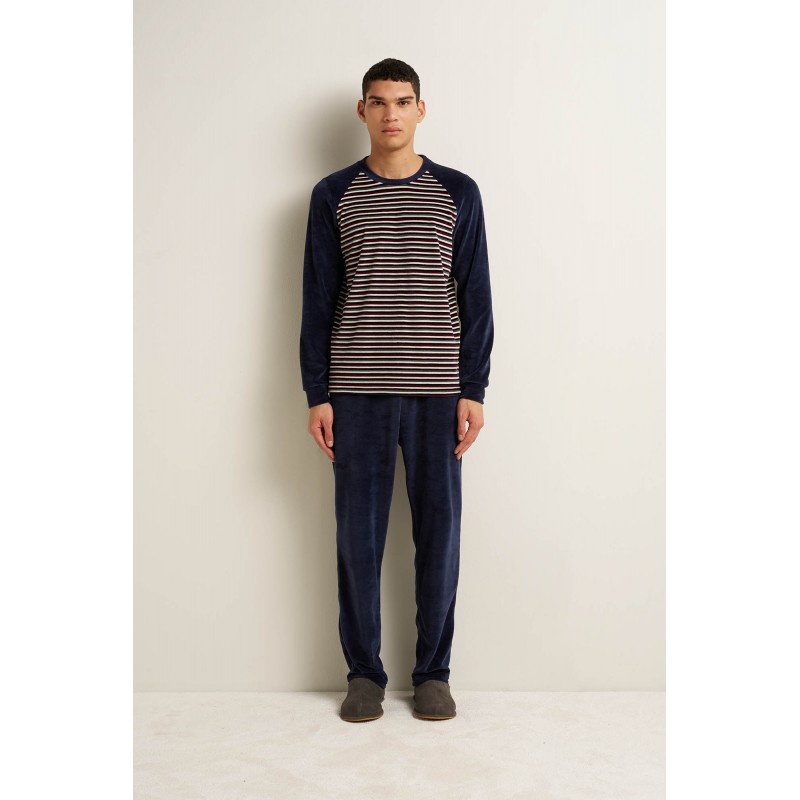 Ανδρική Velvet Πυτζάμα με Ρίγες BLUE BLAZER (25691-BLUE BLAZER) Ανδρική Velvet Πυτζάμα με Ρίγες BLUE BLAZER (25691-BLUE BLAZER)