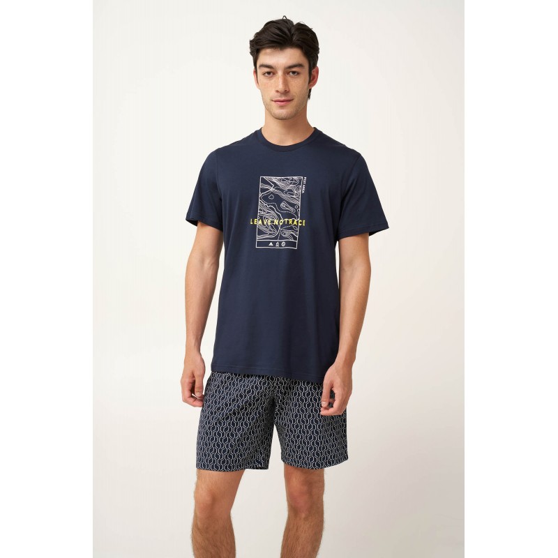 Ανδρική Βαμβακερή Πυτζάμα με Τύπωμα BLUE (24600-BLUE) Ανδρική Βαμβακερή Πυτζάμα με Τύπωμα BLUE (24600-BLUE)