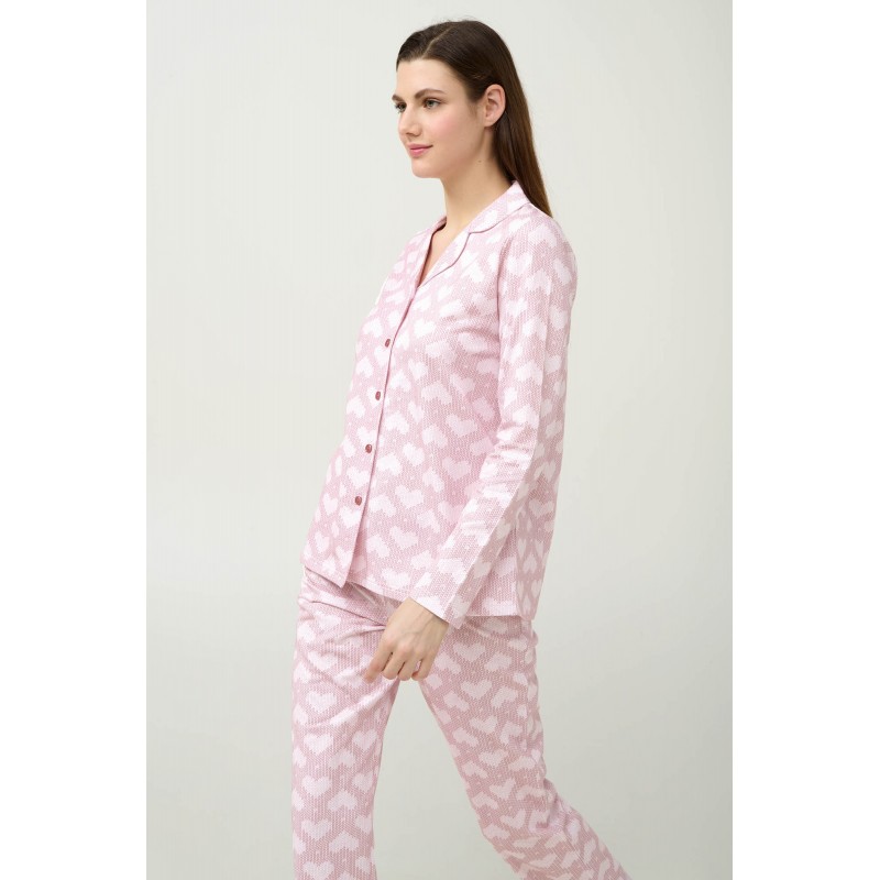 Γυναικεία Κουμπωτή Πυτζάμα Φούτερ ROSE ELEGANCE (23230-ROSE ELEGANCE)