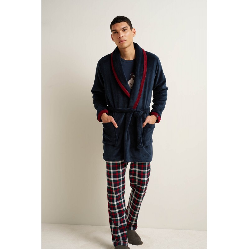 Ανδρική Σταυρωτή Fleece Ρόμπα BLUE (25618-BLUE) Ανδρική Σταυρωτή Fleece Ρόμπα BLUE (25618-BLUE)