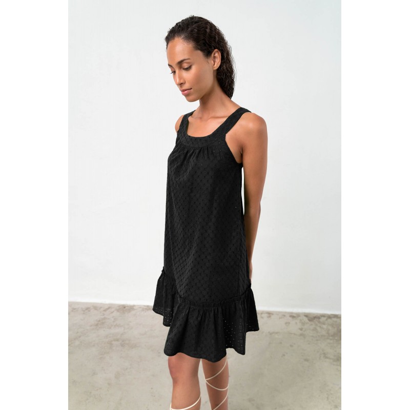 Μονόχρωμο Αμάνικο Φόρεμα BLACK (18451-BLACK)