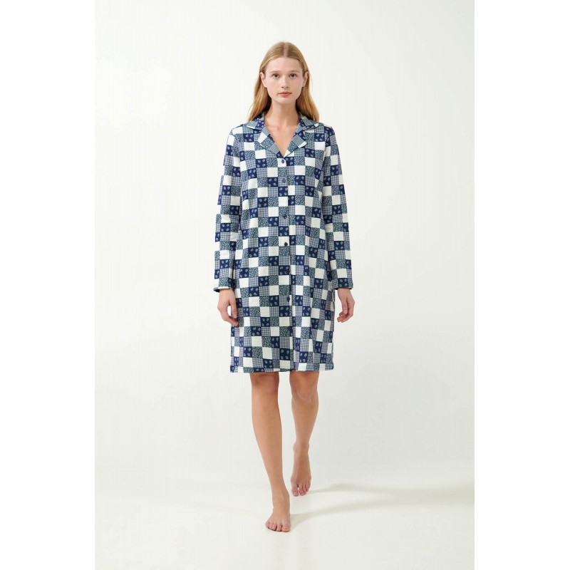Κουμπωτό Νυχτικό Patchwork BLUE PATRIOT (21434-BLUE PATRIOT)