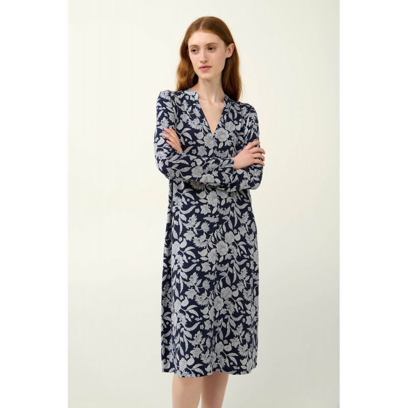 Micromodal Φλροάλ Νυχτικό με Κουμπιά BLUE BLAZER (23065-BLUE BLAZER)