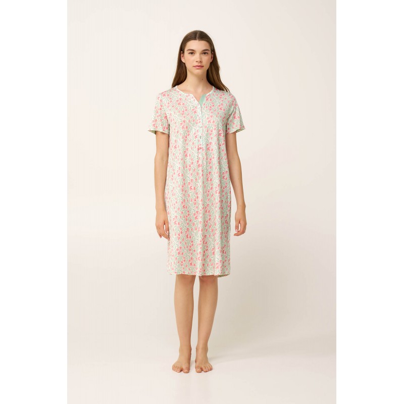 Φλοράλ Νυχτικό Cotton-Modal με Πατιλέτα MINT GRAY (24077-MINT GRAY) Φλοράλ Νυχτικό Cotton-Modal με Πατιλέτα MINT GRAY (24077-MINT GRAY)