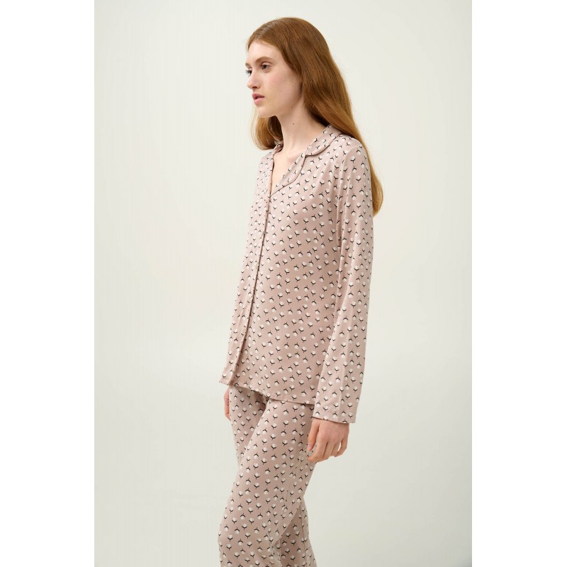Γυναικεία Κουμπωτή Πυτζάμα Micromodal BEIGE PEACH (23072-BEIGE PEACH)