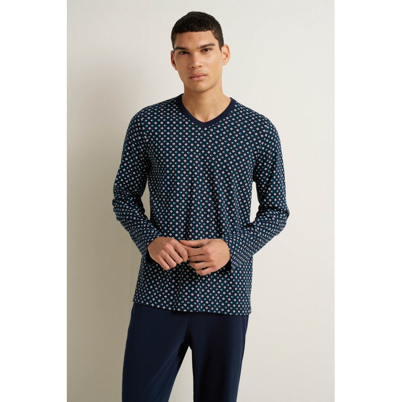 Ανδρική Βαμβακερή Πυτζάμα με V BLUE (25651-BLUE) Ανδρική Βαμβακερή Πυτζάμα με V BLUE (25651-BLUE)
