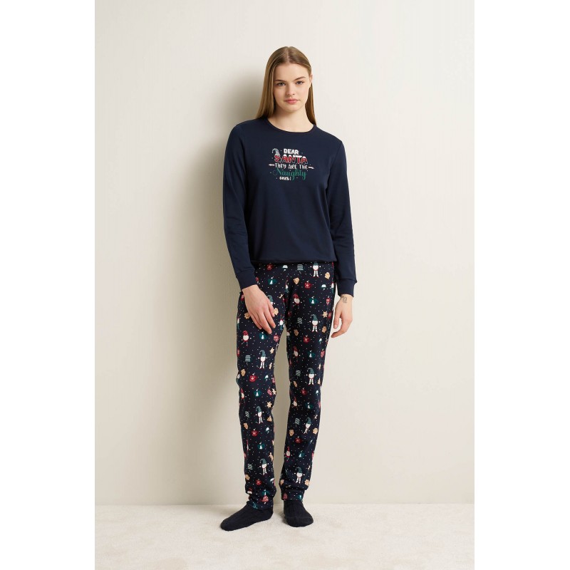 Γυναικεία Βαμβακερή Matching Πυτζάμα με Μανσέτες BLUE (25602-BLUE) Γυναικεία Βαμβακερή Matching Πυτζάμα με Μανσέτες BLUE (25602-BLUE)