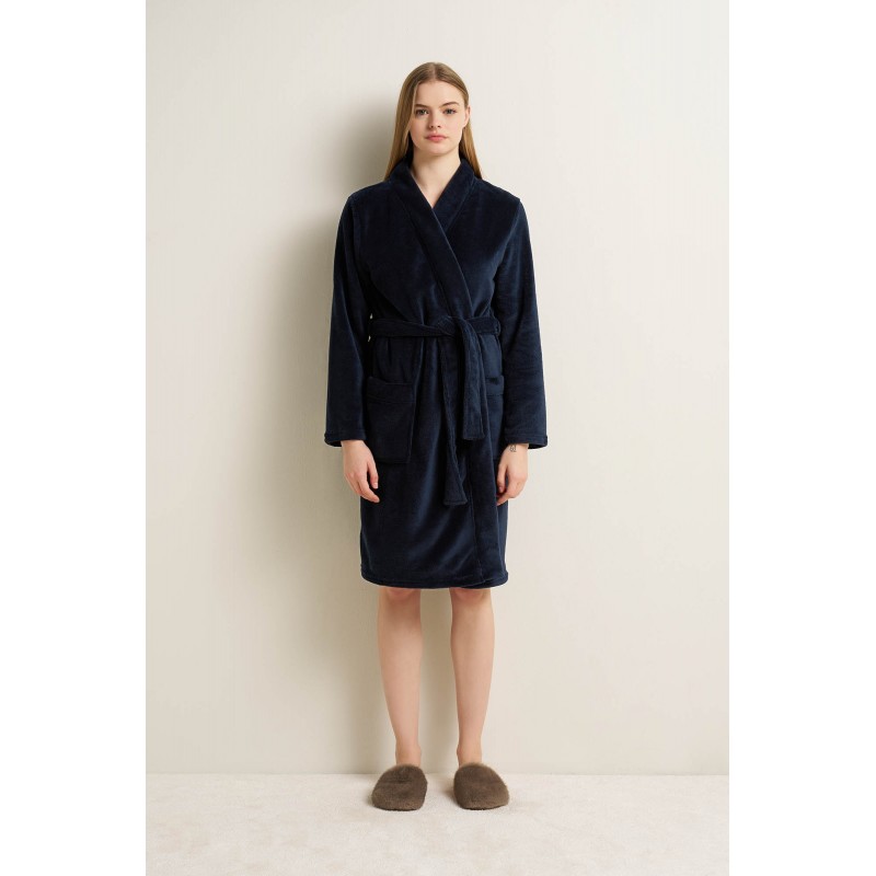 Γυναικεια Σταυρωτή Fleece Ρόμπα BLUE (25280-BLUE)